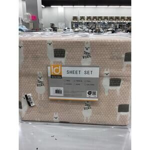 Intelligent design sheet set twin XL flannel peach lamas
